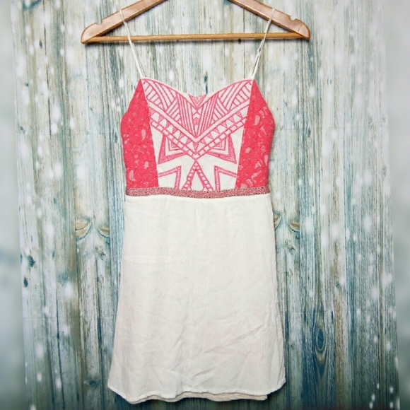 Flying tomato spaghetti strap dress small white & pink - Picture 1 of 6